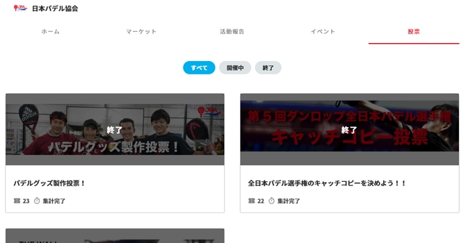『日本パデル協会』の投票