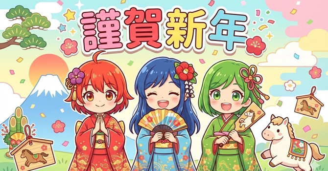 キャラクター画像付きの新年の挨拶