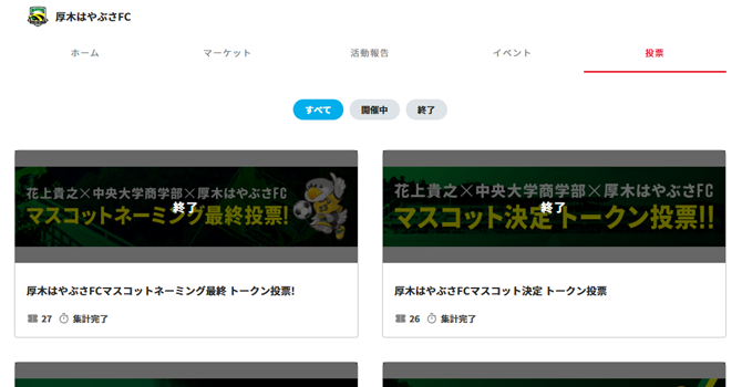 『厚木はやぶさFC』の投票