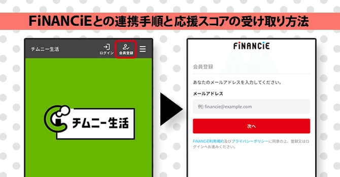 FiNANCiEとの連携手順と応援スコアの受け取り方法