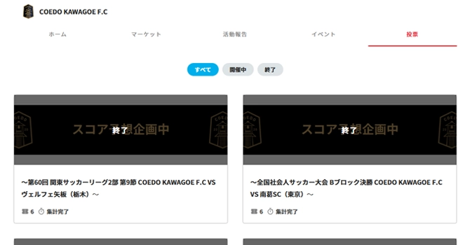 『COEDO KAWAGOE F.C』の投票